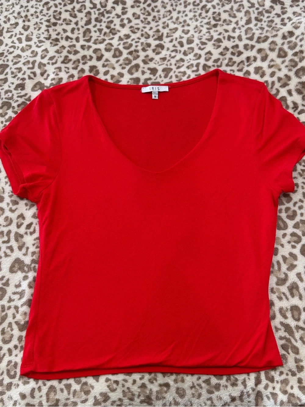 Iris Red V-Neck Women's Top